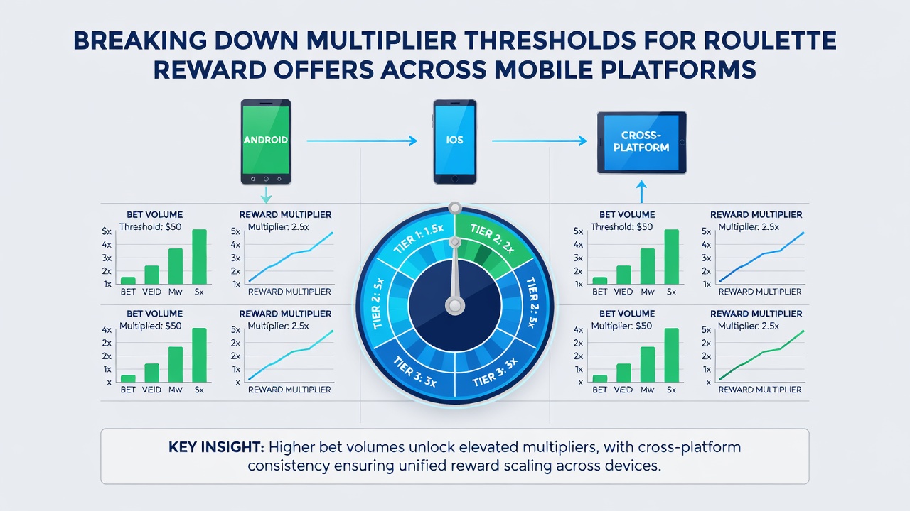 Comparison chart of roulette bonus multipliers across iOS and Android platforms