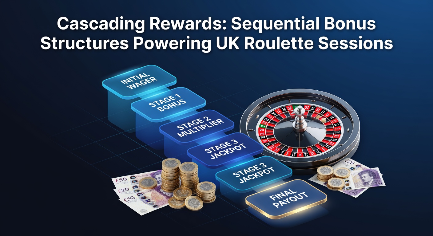 Digital graphic of a multi-layered bonus cascade flowchart for UK roulette players, showing progression from deposit to VIP rewards