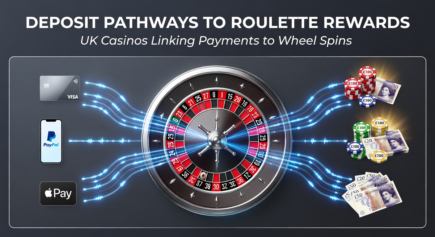 Vibrant roulette wheel with glowing deposit icons overlayed, symbolizing payment pathways to bonus spins in UK casinos