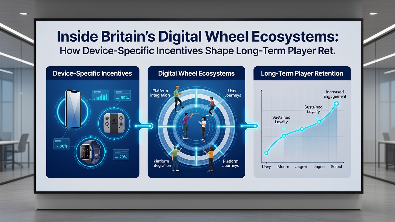 Analytics dashboard illustrating retention metrics segmented by mobile, desktop and tablet access patterns for digital roulette ecosystems