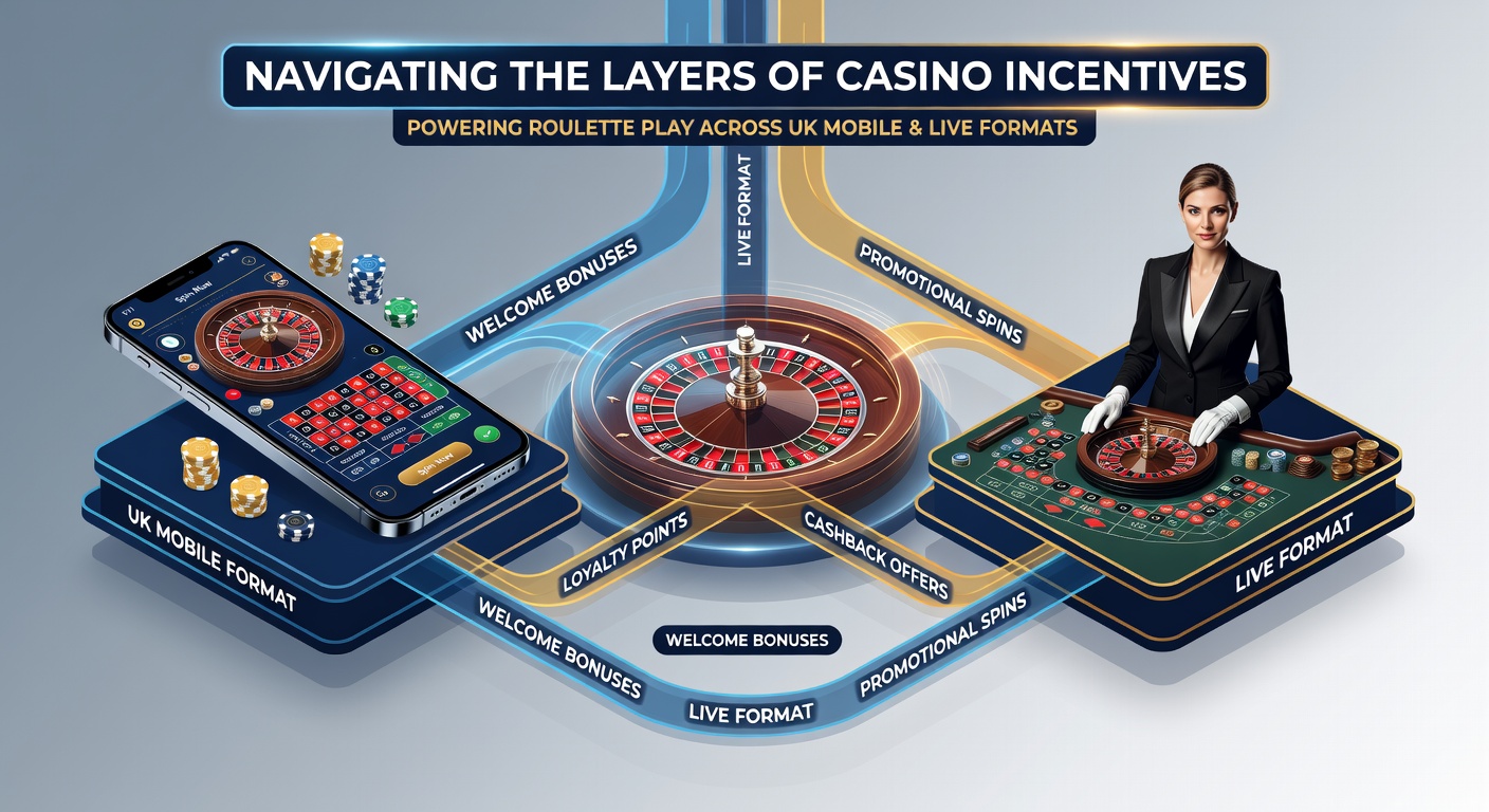 Illustration of layered casino incentives connecting mobile roulette apps and live dealer streams in the UK