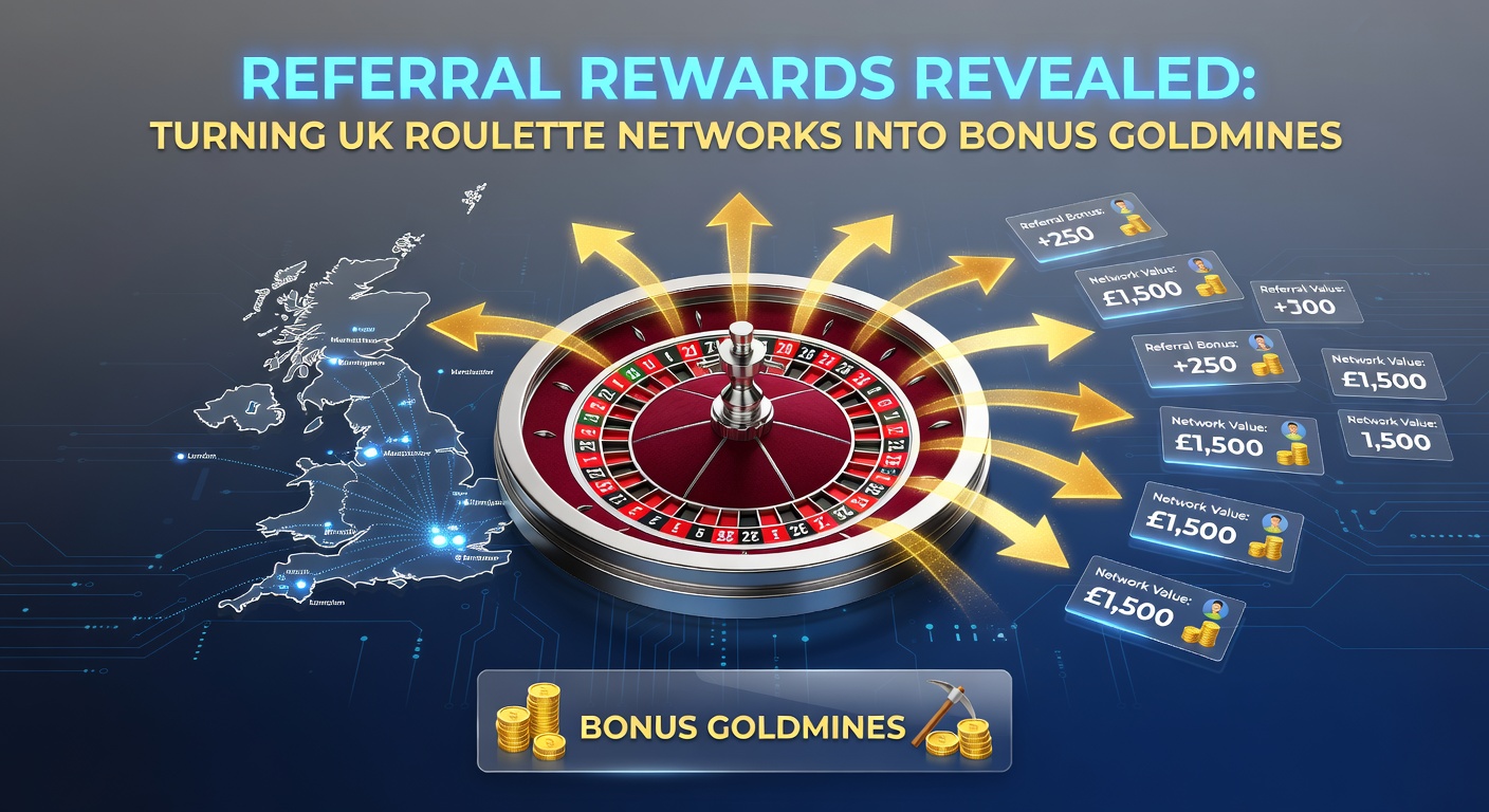 Infographic showing referral bonus structures on UK roulette networks, with charts of earnings growth in 2026