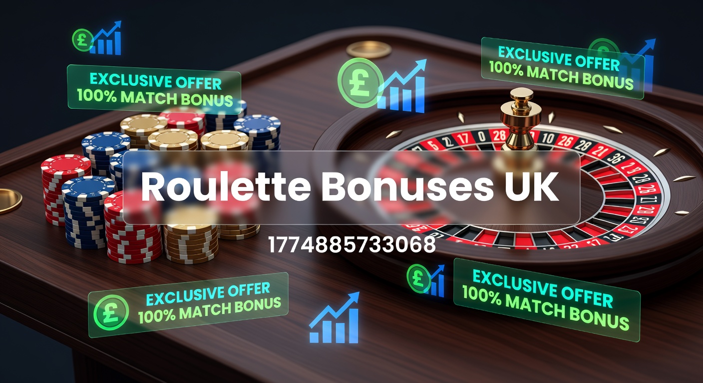 Vibrant roulette wheel with bonus chips stacked nearby, capturing the excitement of UK casino promotions