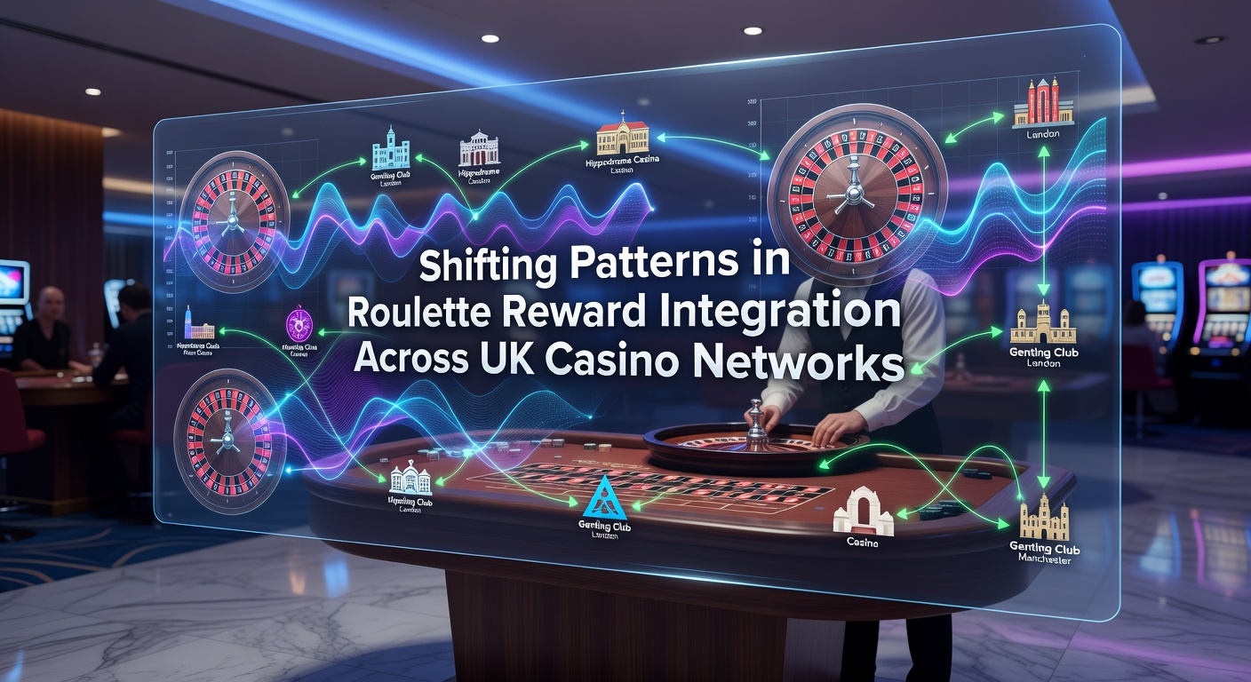 Roulette wheel integrated with digital bonus icons across multiple UK casino network logos on a connected platform