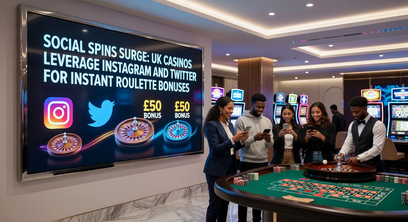 Vibrant Instagram post from a UK casino showcasing an instant roulette bonus offer with spinning wheel graphics and claim-now button
