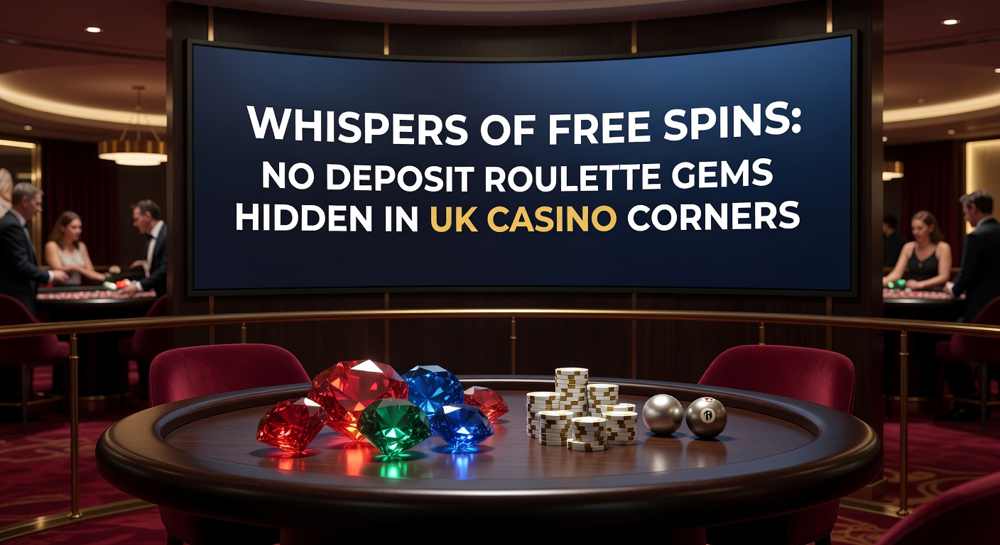 Vibrant roulette wheel spinning under dim casino lights, symbolizing elusive no-deposit bonuses lurking in UK online platforms