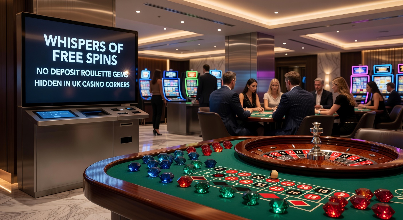 Close-up of a smartphone screen displaying a no-deposit roulette bonus claim, with casino app interface and spinning wheel in background