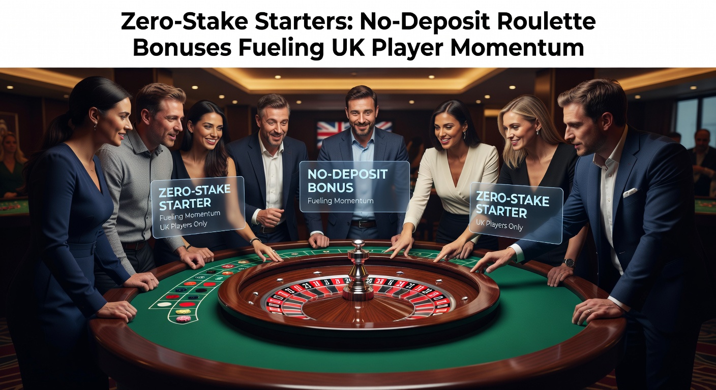Vibrant roulette wheel spinning with no-deposit bonus icons overlayed, symbolizing risk-free entry for UK players