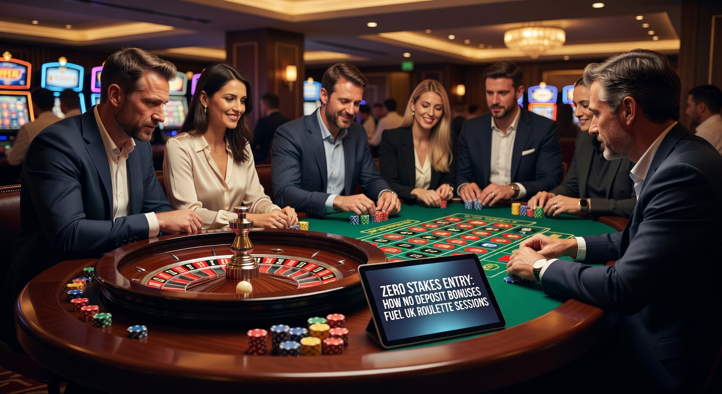 UK player interface showing active no deposit bonus on a mobile roulette game, with free spins tally and session timer visible